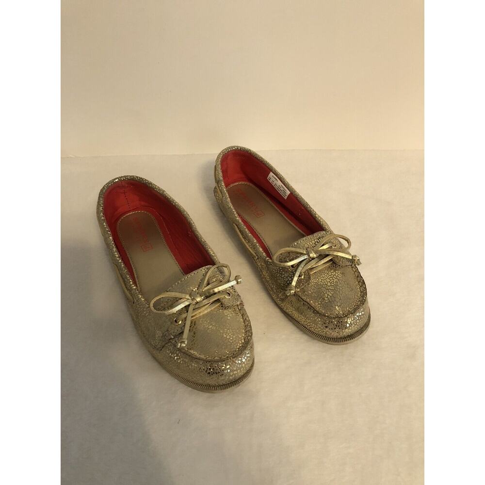 Sperry Top Siders Womens Shoes Size 5‎ M Tan Gold Glitter Audrey Non Marking